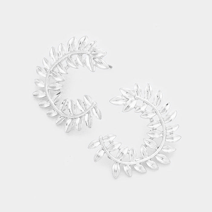 Madeline Love Worn Silver Leaf Metal Earrings