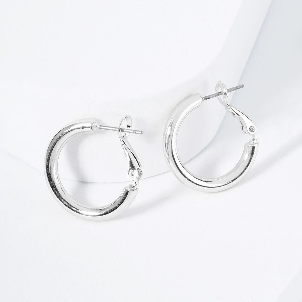 Madeline Love Rhodium Rhodium Plated Hypoallergenic Classic Hoop Earrings