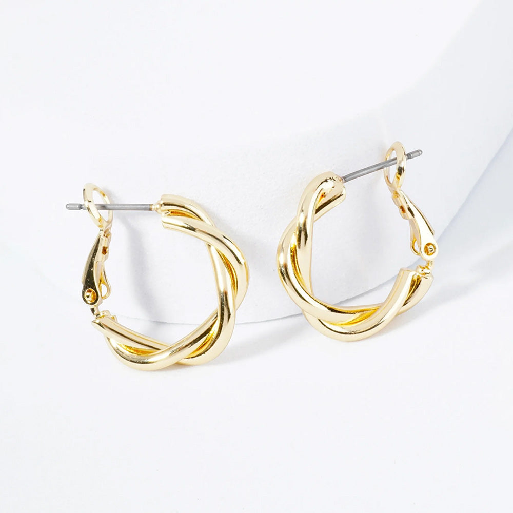 Madeline Love Gold Gold Plated Hypoallergenic Twisted Hoop Earrings
