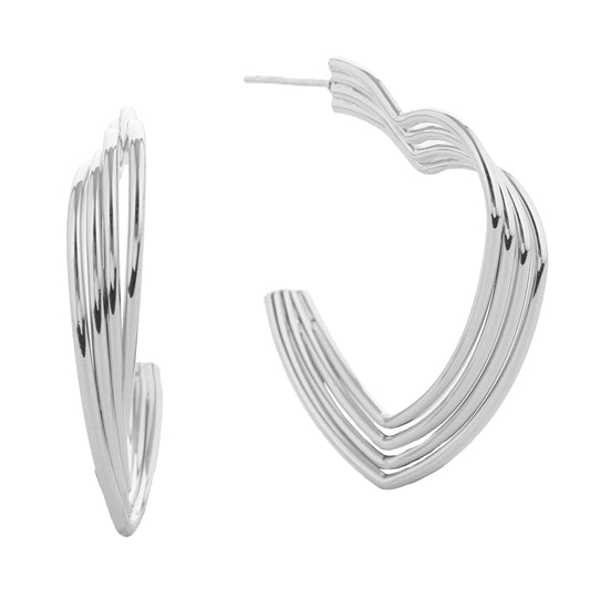 White Gold Dipped Heart Hoop Earrings