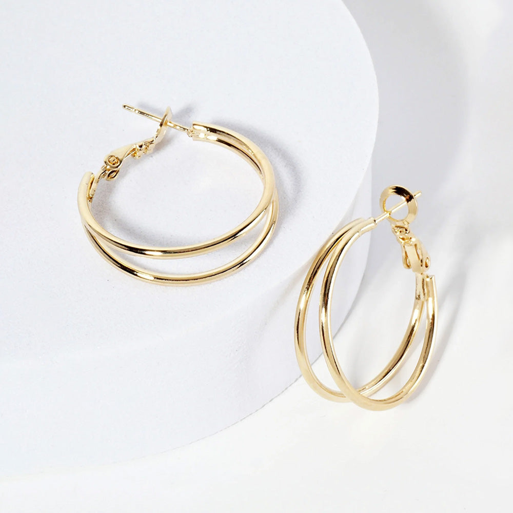 Madeline Love Gold Gold Plated Hypoallergenic Double Hoop Earrings