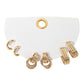 Madeline Love Gold 3Pairs - Textured Metal Mini Hoop Earrings - desc