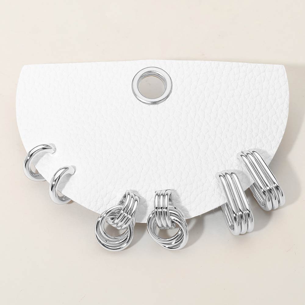 Madeline Love Rhodium 3Pairs - Textured Metal Mini Hoop Earrings