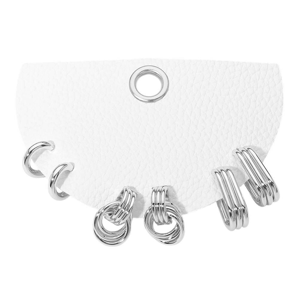 Madeline Love Rhodium 3Pairs - Textured Metal Mini Hoop Earrings - desc