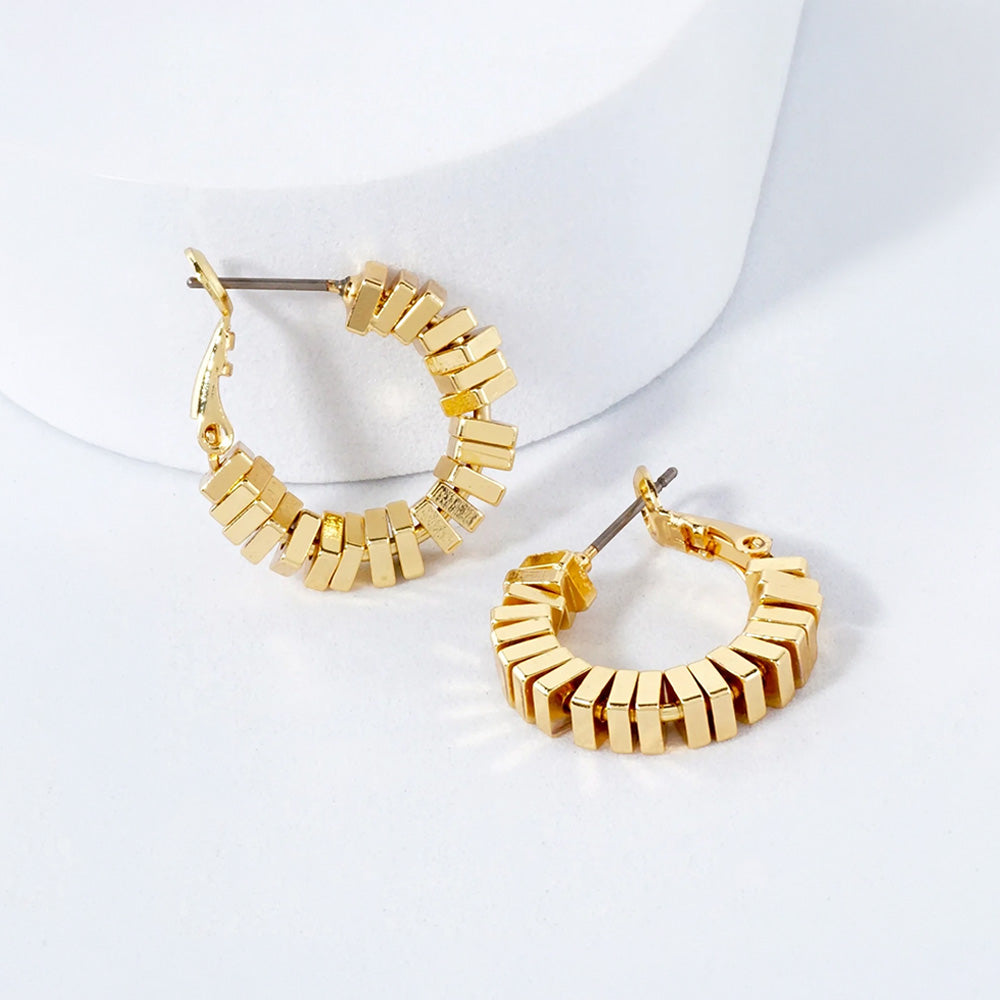 Madeline Love Gold Gold Plated Geometric Textured Hoop Earrings