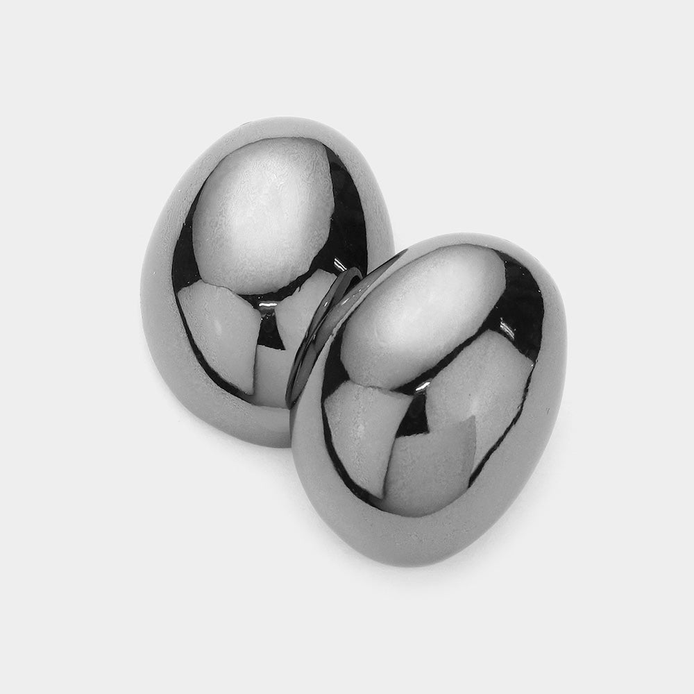 Madeline Love Hematite Metal Oval Earrings