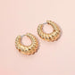 Madeline Love Worn Gold Ribbed Metal Huggie Hoop Earrings
