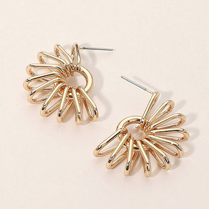 Madeline Love Gold Metal Wire Fan Shape Earrings