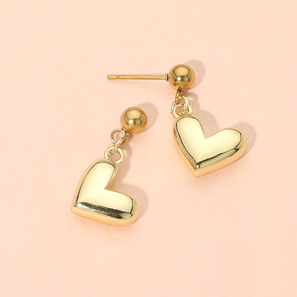 Madeline Love Gold Stainless Steel Heart Charm Dangle Earrings
