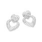 Madeline Love Worn Silver Textured Metal Double Heart Earrings - desc
