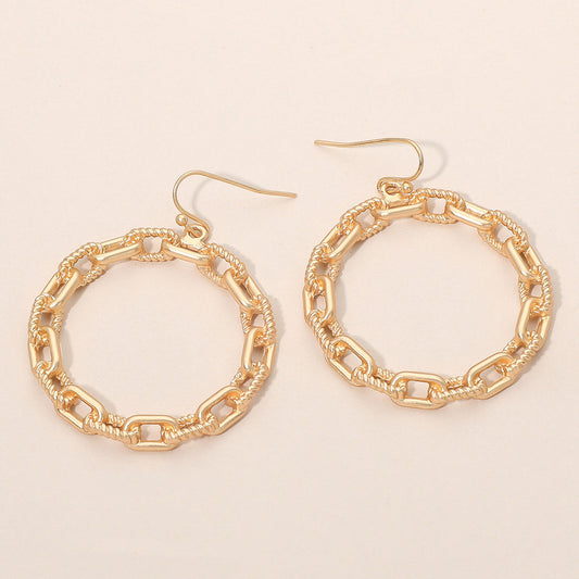 Madeline Love Matte gold Textured Metal Chain Hoop Drop Dangle Earrings