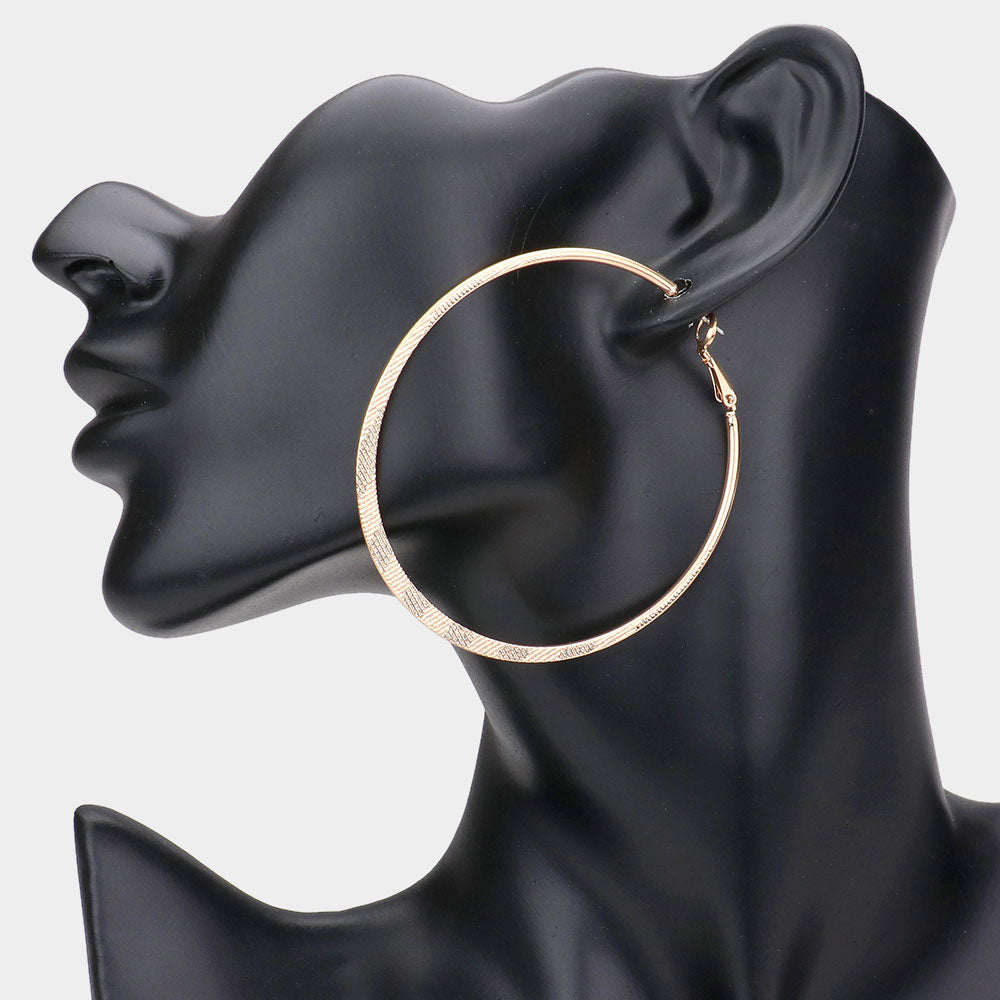 Madeline Love Gold 14k Gold Filled Textured Brass Metal Hoop Earrings