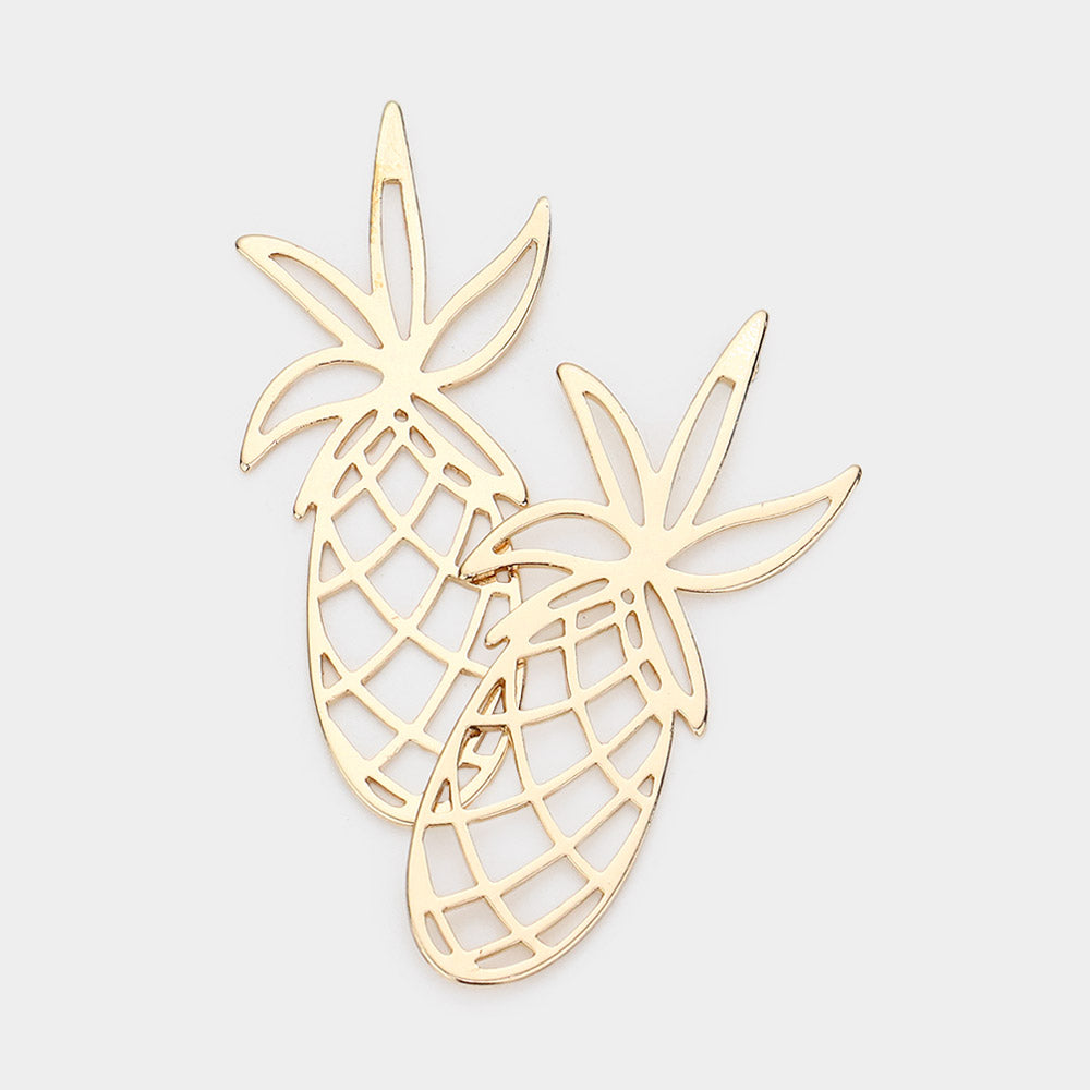 Madeline Love Gold Pineapple Cutout Metal Earrings