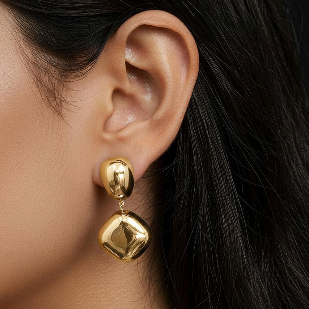 Madeline Love Gold 18K Gold Dipped Stainless Steel Sculptural Pebble Drop Earrings