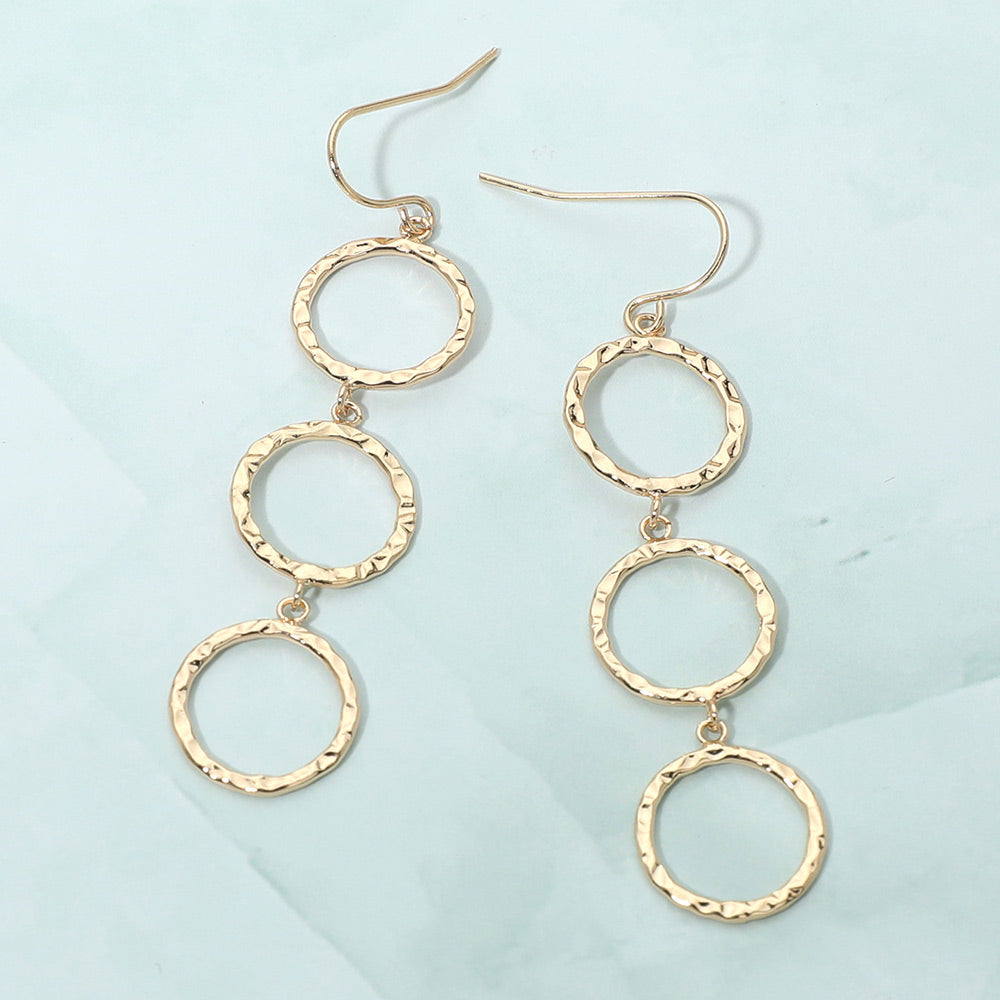 Madeline Love Gold Textured Metal Open Circle Link Drop Earrings