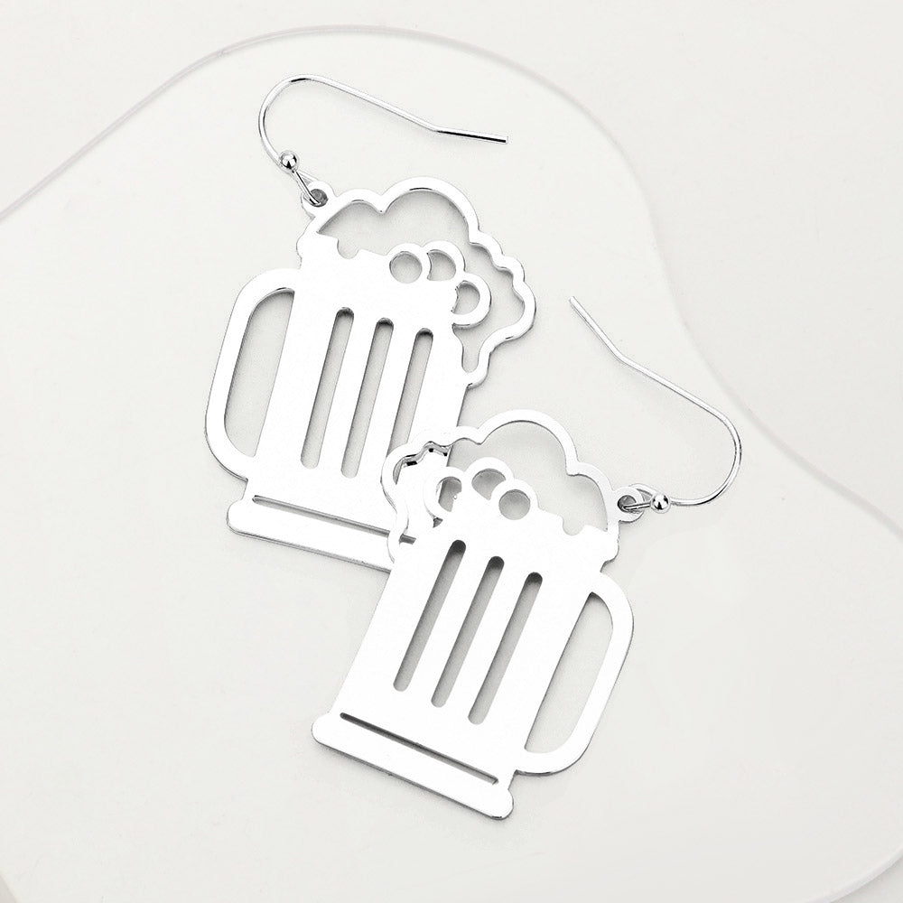 Madeline Love Rhodium Beer Shaped Metal Earrings