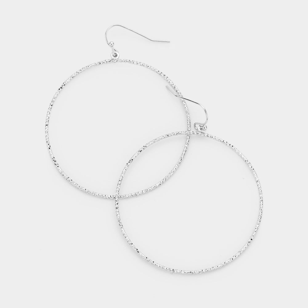 Madeline Love Rhodium Open Circle Metal Dangle Earrings
