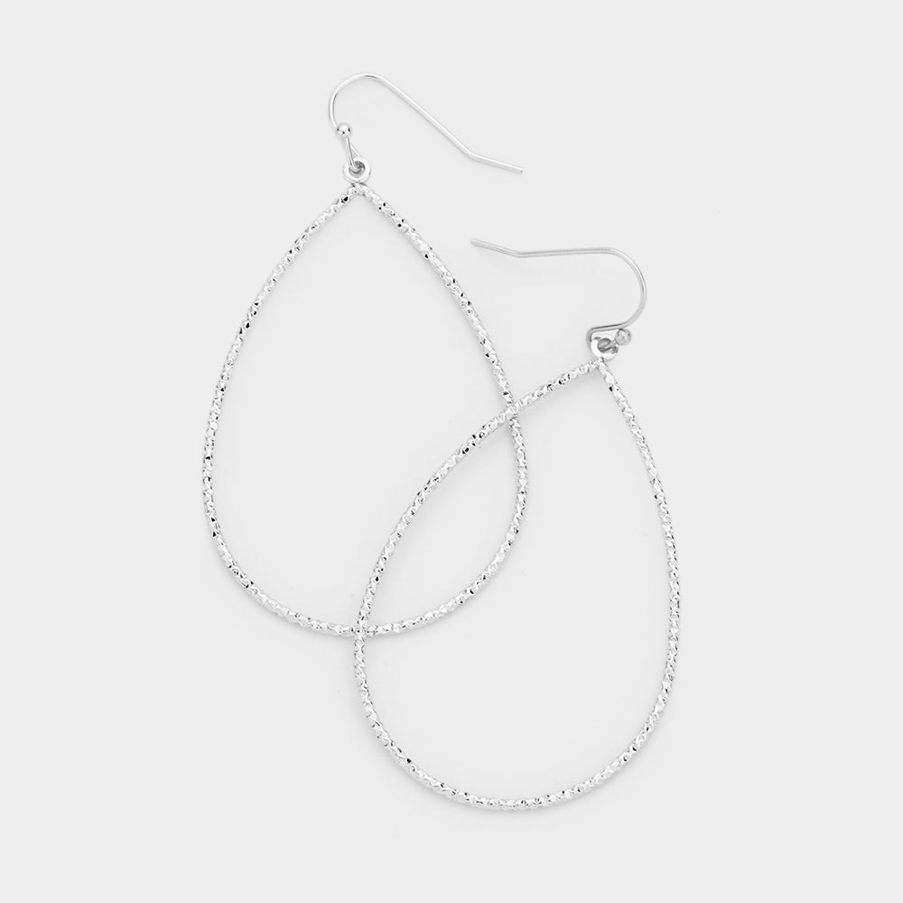 Madeline Love Rhodium Open Teardrop Metal Dangle Earrings