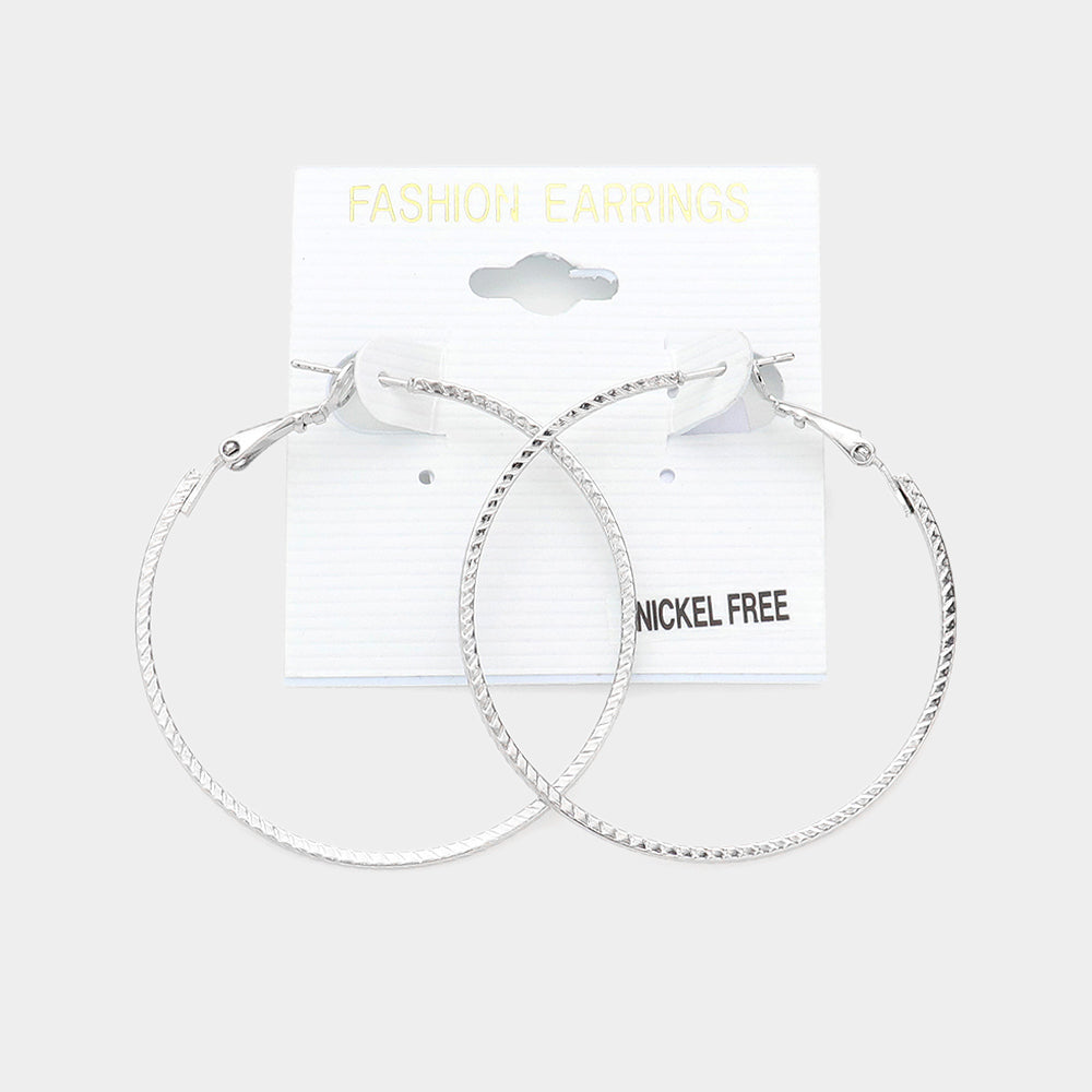 Madeline Love Silver 1.75 Inch Metal Hoop Earrings