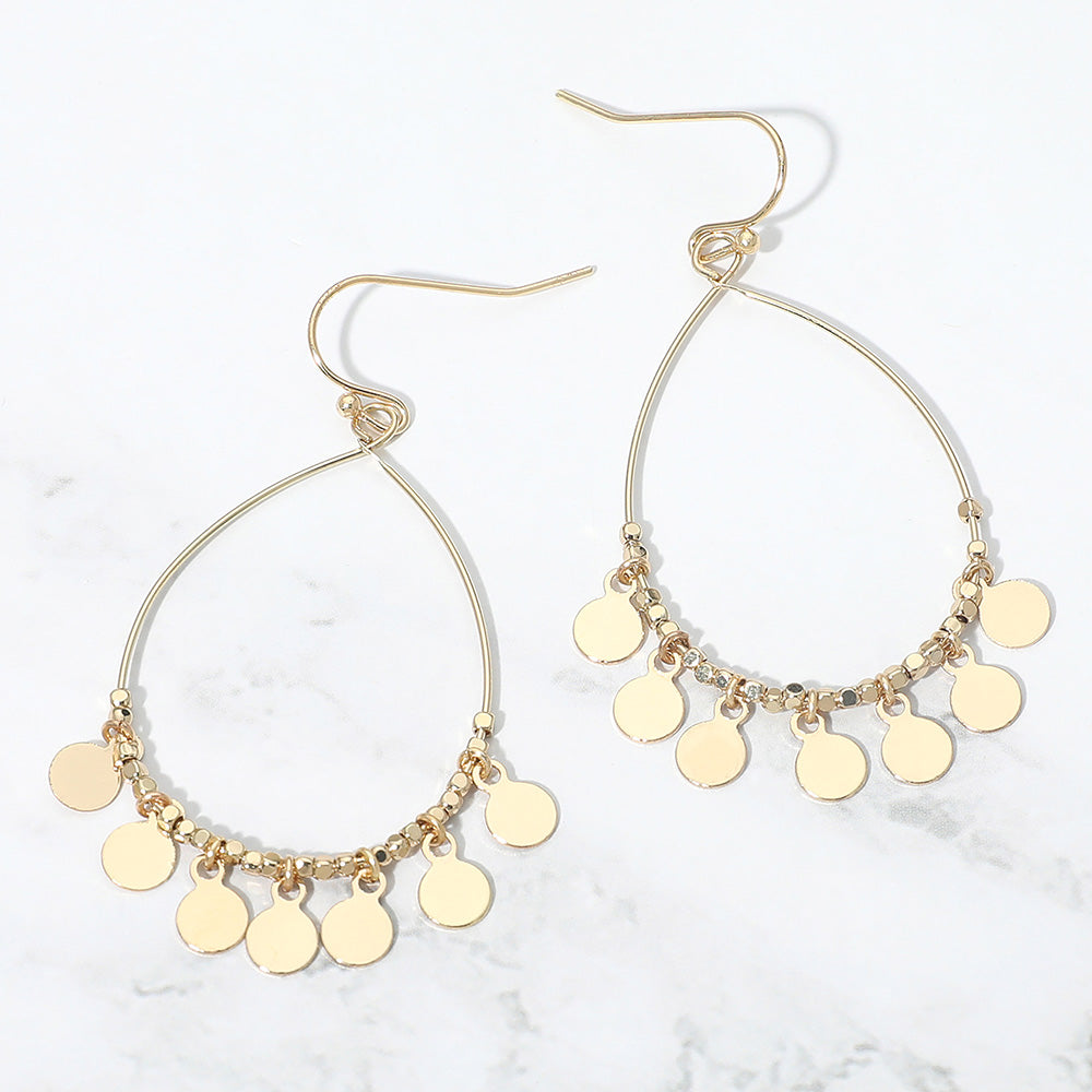 Madeline Love Gold Boho Metal Coin Charm Beaded Teardrop Earrings