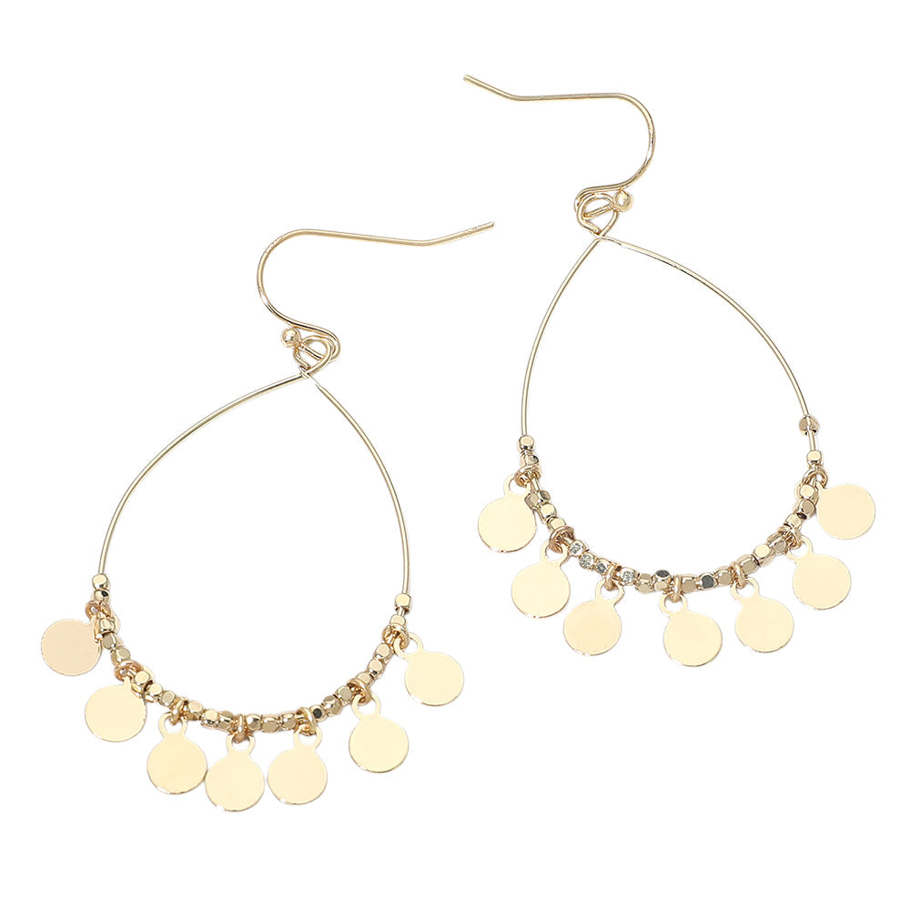 Madeline Love Gold Boho Metal Coin Charm Beaded Teardrop Earrings - desc