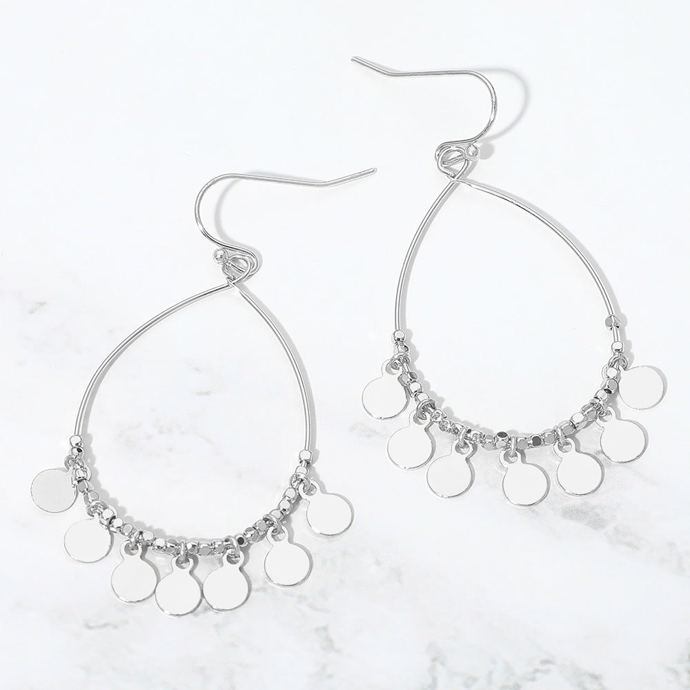 Madeline Love Rhodium Boho Metal Coin Charm Beaded Teardrop Earrings