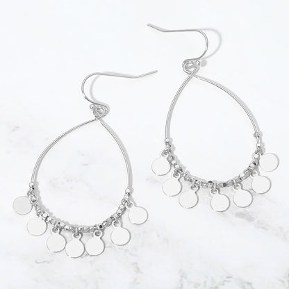 Madeline Love Rhodium Boho Metal Coin Charm Beaded Teardrop Earrings