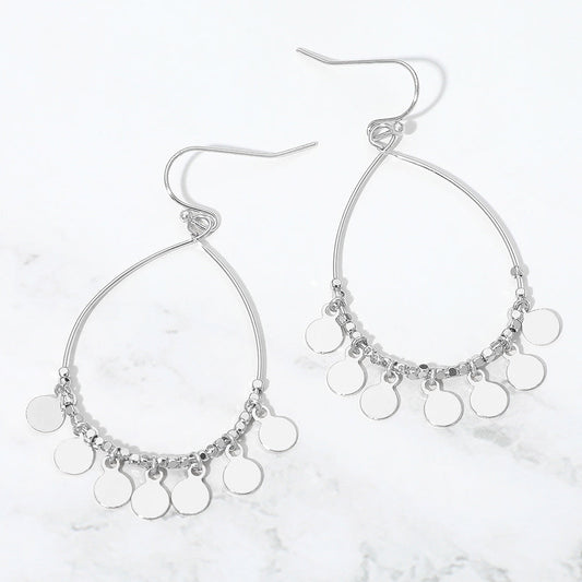 Madeline Love Rhodium Boho Metal Coin Charm Beaded Teardrop Earrings