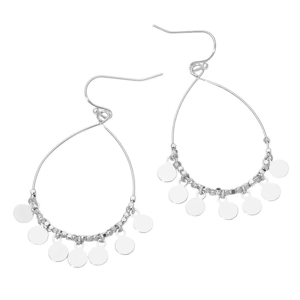 Madeline Love Rhodium Boho Metal Coin Charm Beaded Teardrop Earrings - desc