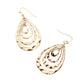 Madeline Love Gold Hammered Metal Concentric Teardrop Dangle Earrings - desc