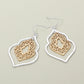 Madeline Love Two Tone, Worn Silver Metal Filigree Ornate Dangle Earrings