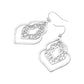 Madeline Love Worn Silver Metal Filigree Ornate Dangle Earrings - desc