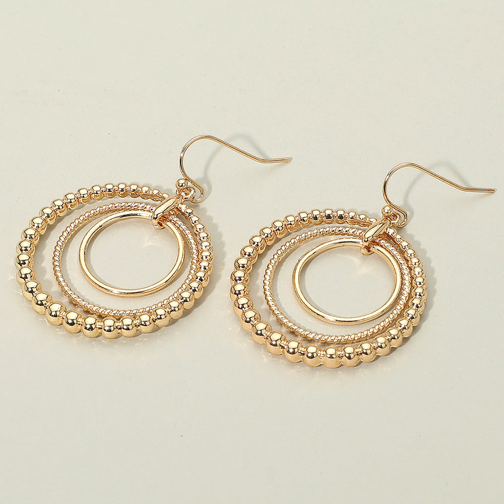 Madeline Love Gold Metal Bubble Layered Hoop Dangle Earrings