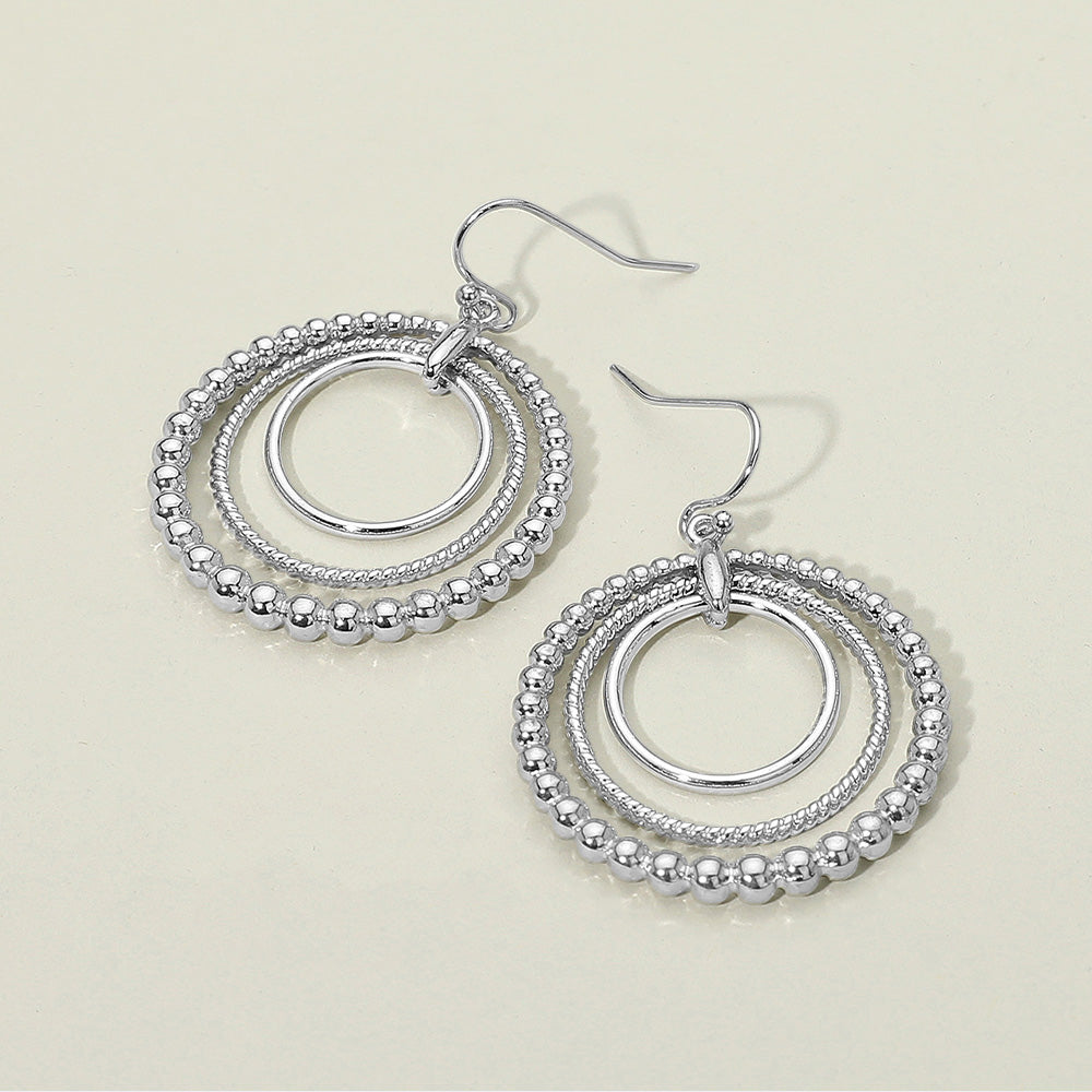Madeline Love Rhodium Metal Bubble Layered Hoop Dangle Earrings