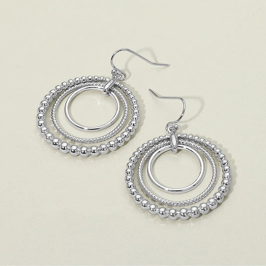Madeline Love Rhodium Metal Bubble Layered Hoop Dangle Earrings