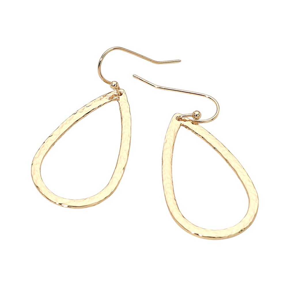 Madeline Love Gold Geometric Metal Open Teardrop Drop Earrings - desc