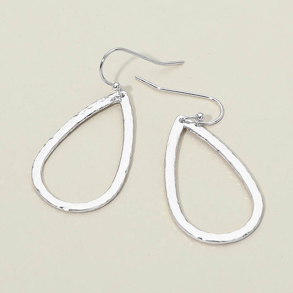 Madeline Love Rhodium Geometric Metal Open Teardrop Drop Earrings
