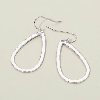 Madeline Love Rhodium Geometric Metal Open Teardrop Drop Earrings
