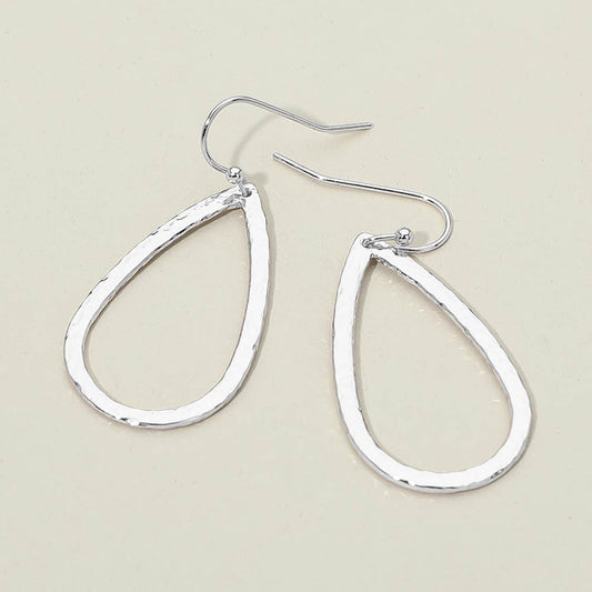 Madeline Love Rhodium Geometric Metal Open Teardrop Drop Earrings