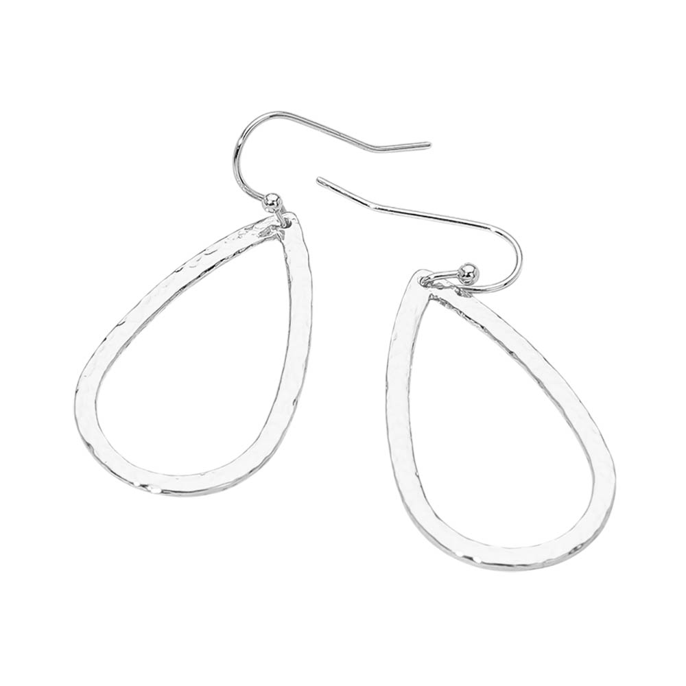 Madeline Love Rhodium Geometric Metal Open Teardrop Drop Earrings - desc