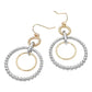 Madeline Love Rhodium, Two Tone Two Tone Metal Beaded Ring Link Drop Earrings - desc