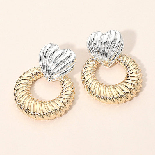 Madeline Love Silver, Two Tone Twisted Two Tone Heart Accent Ring Drop Earrings