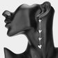 Metal Heart Link Dropdown Earrings - Silver - Earrings