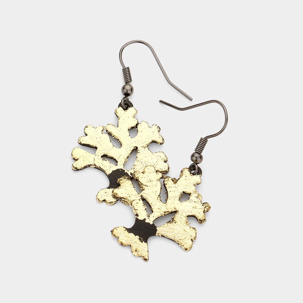 Madeline Love Black Gold Detailed Metal Tree of Life Dangle Earrings