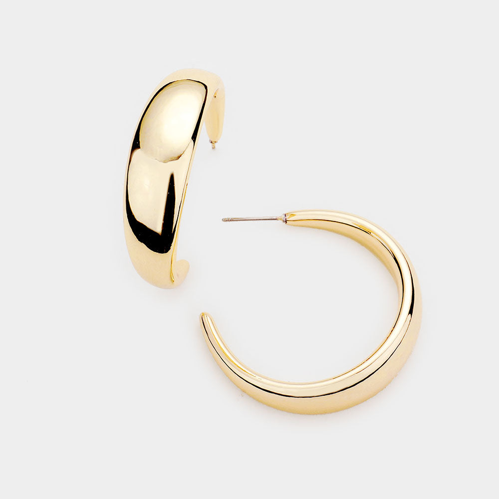 Madeline Love Gold Metal Half Hoop Earrings