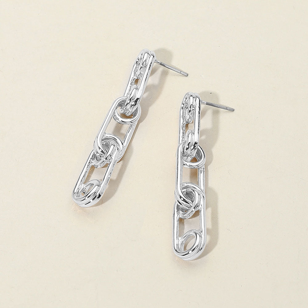 Madeline Love Rhodium Sterling Silver Dipped Chain Drop Earrings