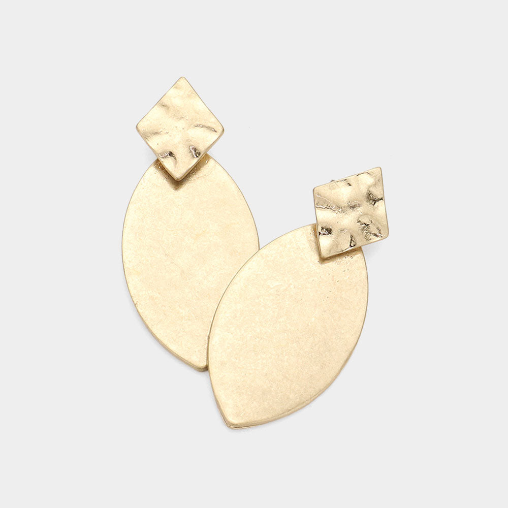 Madeline Love Worn Gold Metal Oval Earrings