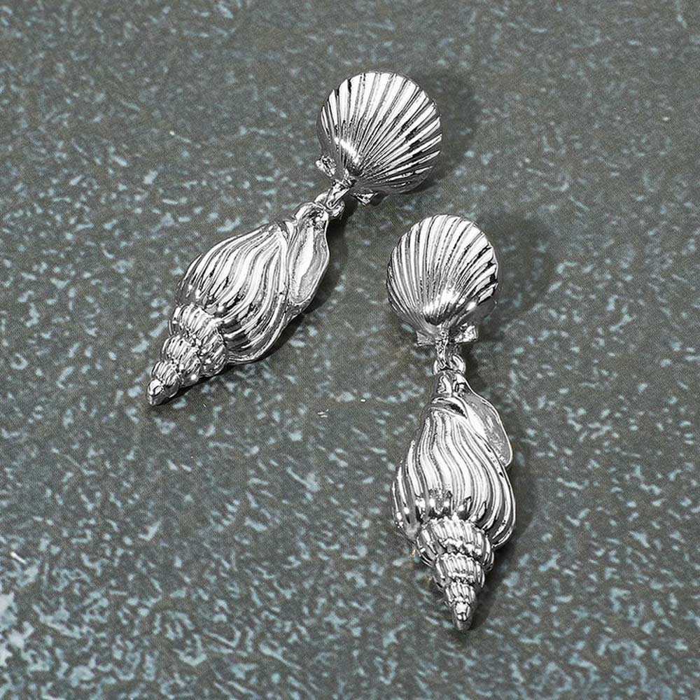 Madeline Love Silver Metal Conch Shell Dangle Earrings