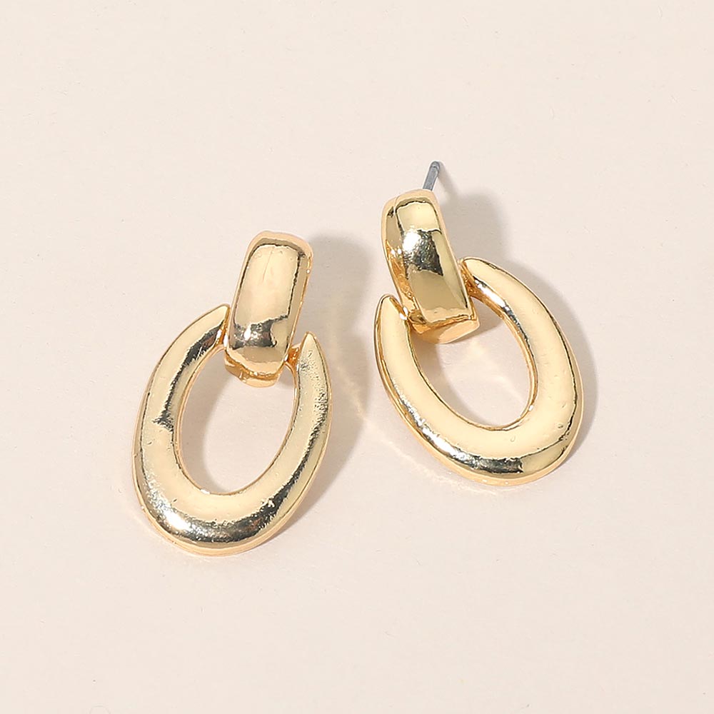 Madeline Love Gold Oval Drop Door Knocker Earrings