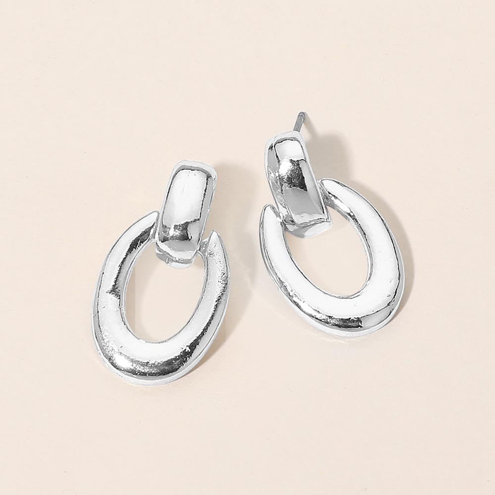 Madeline Love Rhodium Oval Drop Door Knocker Earrings